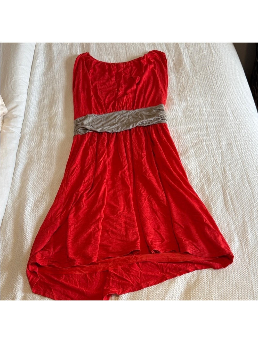 Express Women’s Orange High Low Dress with Beige Waistband- Size S - Picture 1 of 3